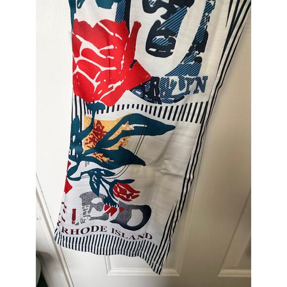 Vintage style Striped Patchwork Wide Leg Pants Floral Retro Travel Print –Size M - Picture 8 of 12